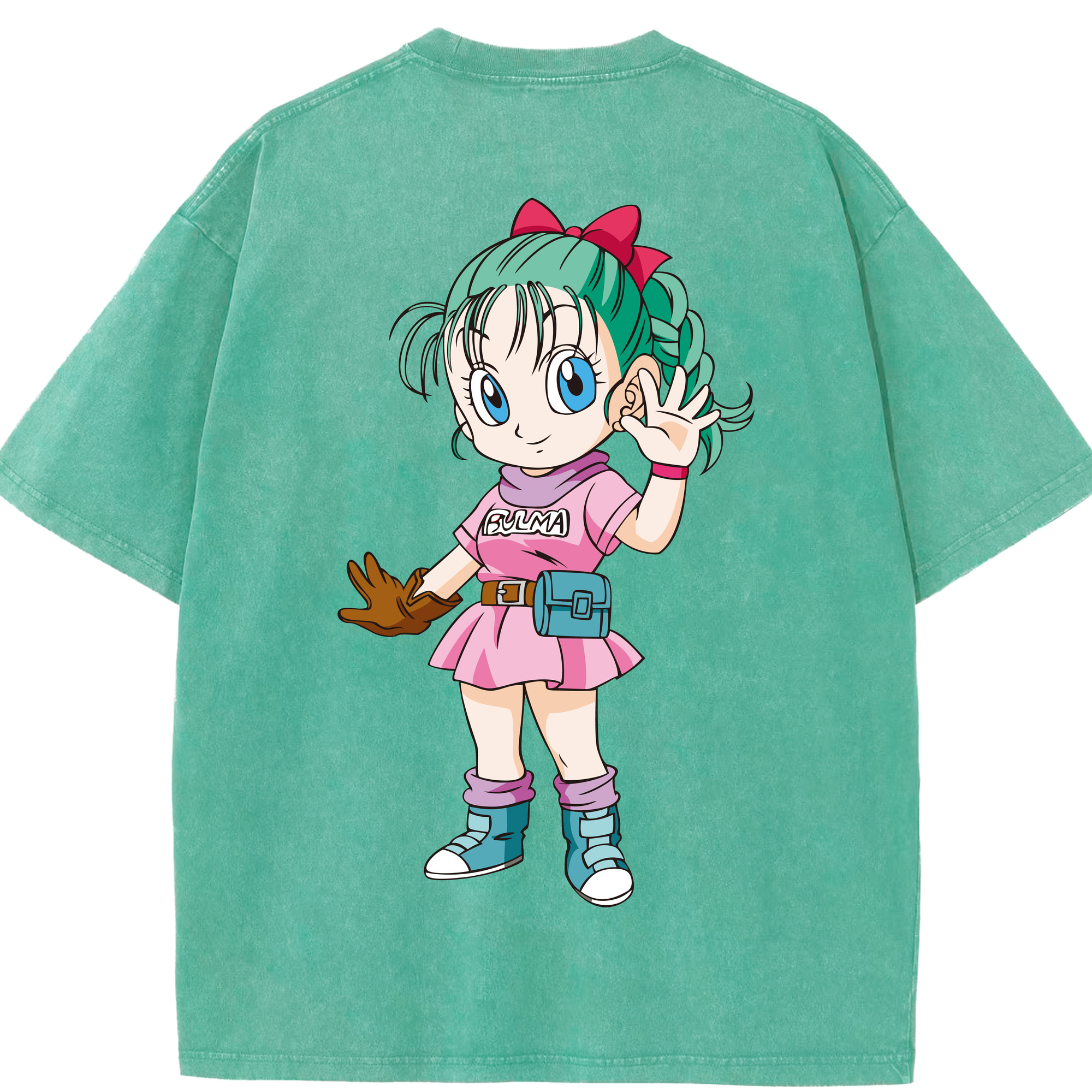 （画像用） ドラゴンボール ブルマ DRAGON BALL Bulma 綿100% ヴィンテージ風 半袖Tシャツ（背面プリント）